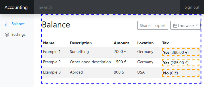Figure 10.2 – Home page of the accounting example application using SPA composition 