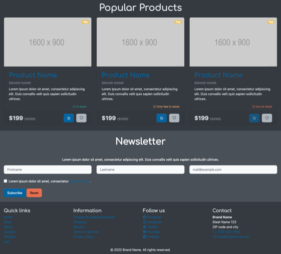 Figure 10.1 – Home page of the website with the dark color theme 