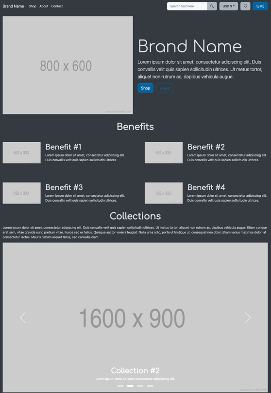 Figure 10.1 – Home page of the website with the dark color theme 