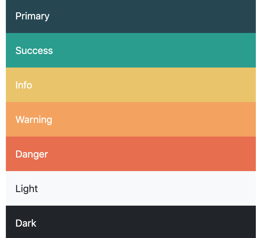 Figure 4.43 – Our custom color palette displayed as background color utilities 