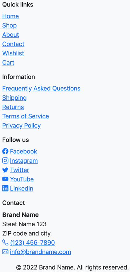 Figure 7.6 – Footer module on a mobile device 
