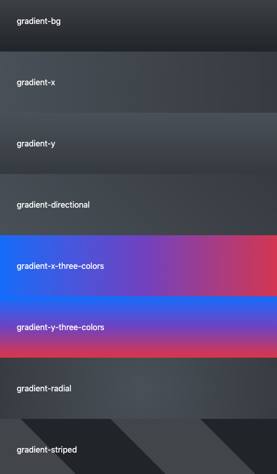 Figure 10.2 – Examples of all the gradient mixins 