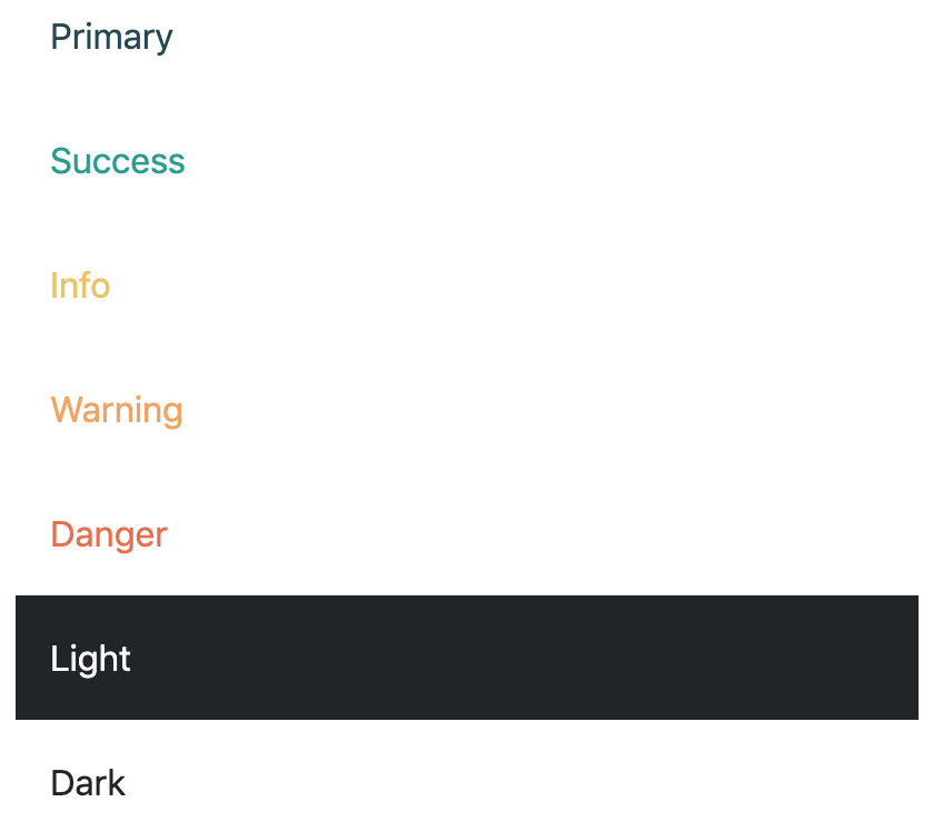 Figure 4.44 – Our custom color palette displayed as text color utilities 