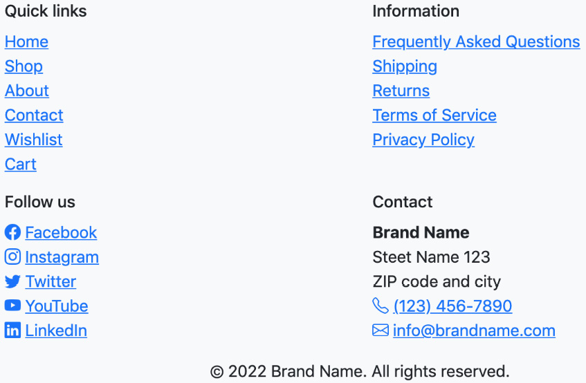 Figure 7.7 – Footer module on a tablet device 