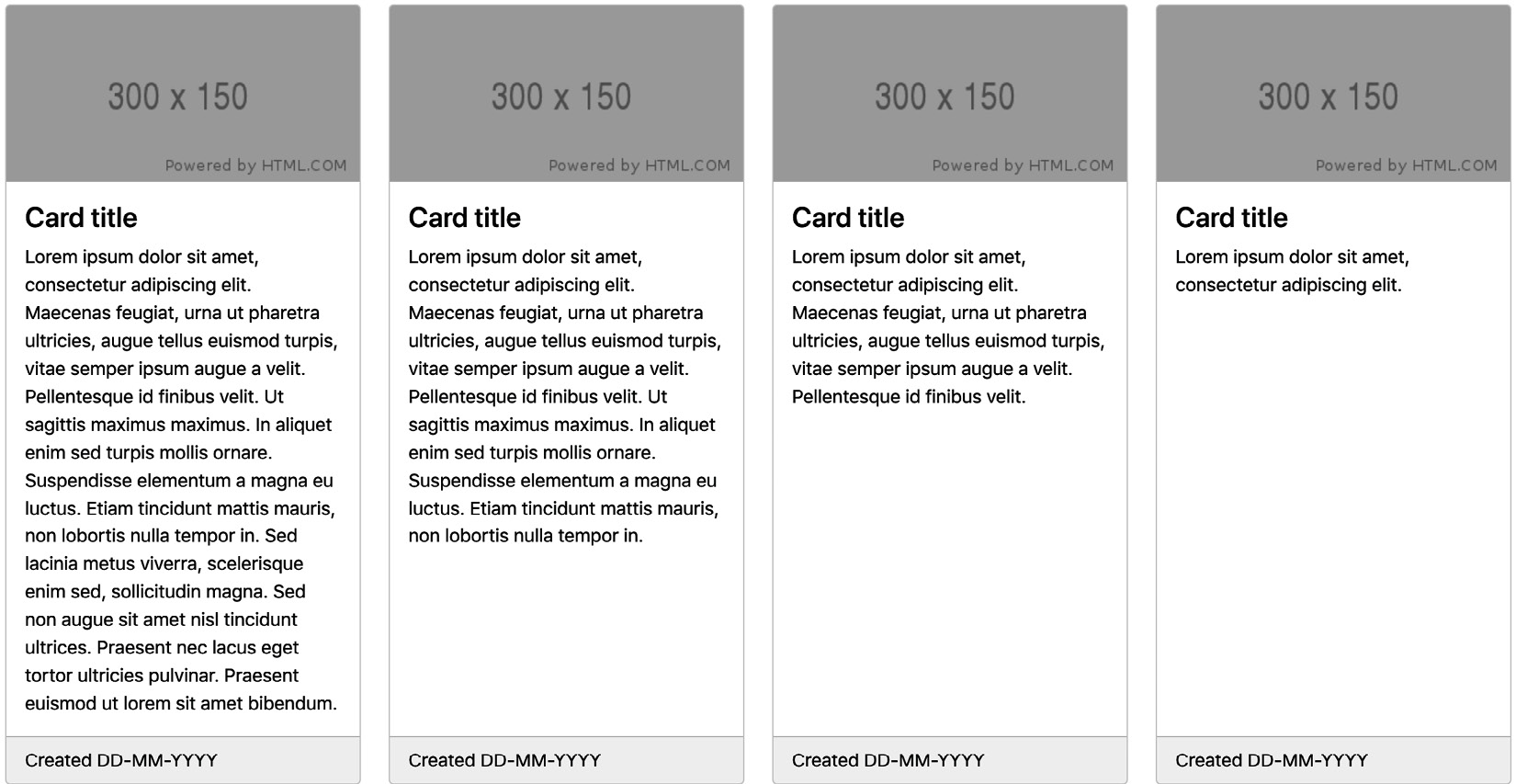 Figure 5.12 – A grid of card components with the card height changed 