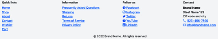 Figure 7.8 – Footer module on a desktop device 