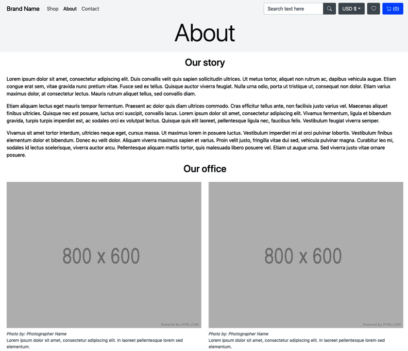 Figure 7.16 – About page on a desktop device 