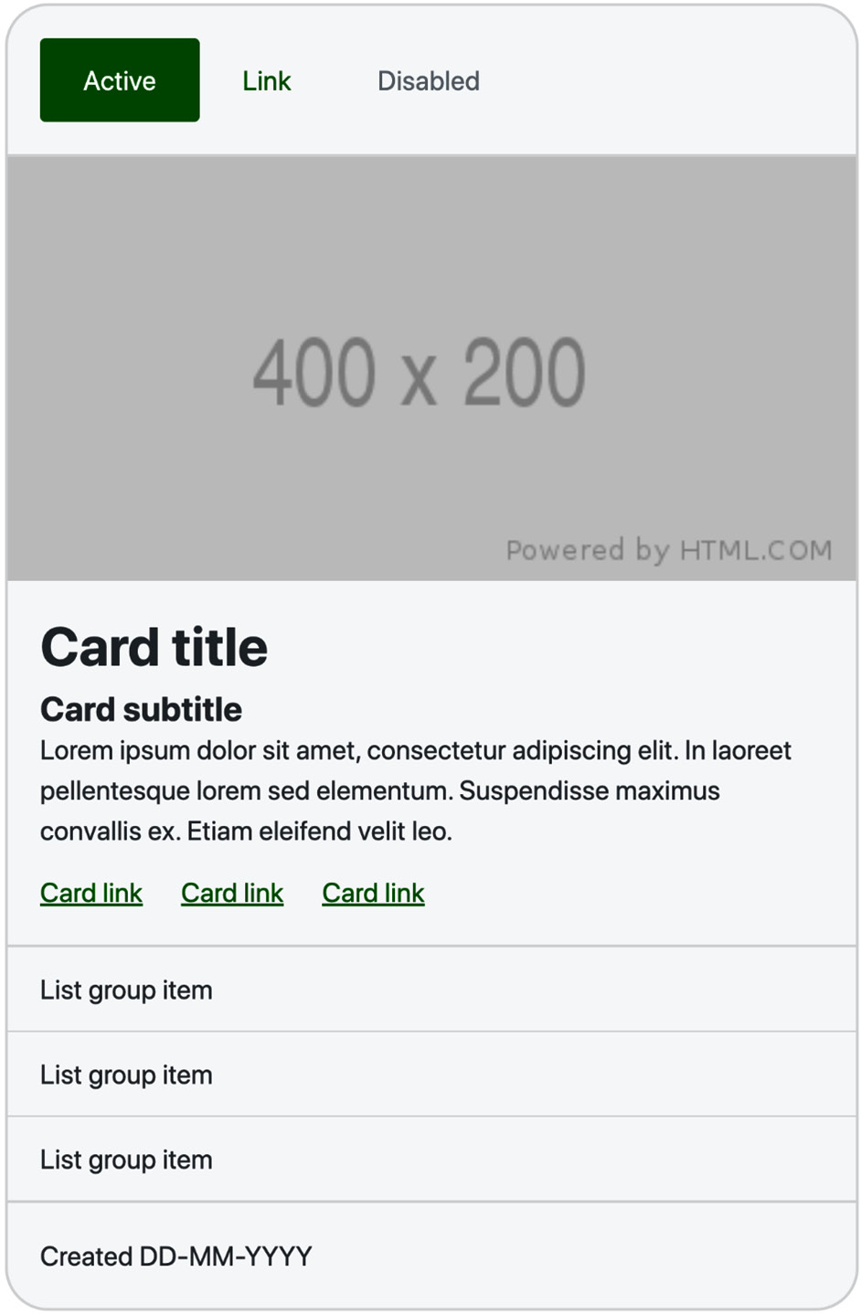 Figure 1.4 – The card component using a customized version of Bootstrap 5 