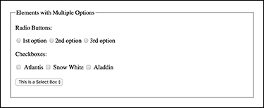 An example of a fieldset with a caption and border is presented.