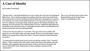 A screenshot shows a two-column layout using grid templates. The first column with a header, sub-header, and three paragraphs occupies most of the space. The remaining space is occupied by the second column, which contains one small paragraph. The content in each column is left-aligned.