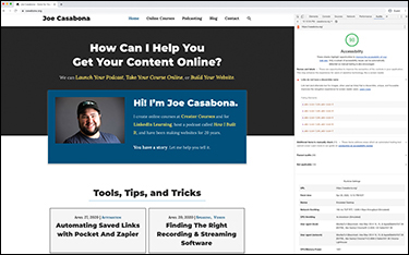 A screenshot shows the accessibility panel of the Development tools Panel in Google Chrome.