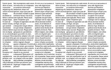 The screenshot displays the paragraphs with the applied flexbox. Here, the six sets of paragraphs within the container are arranged side-by-side in six unequal columns. Each row contains a part of all six paragraphs with no proper differentiation and space.