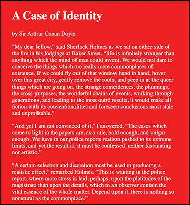 The screenshot shows a page in the browser window having a width lesser than 600 pixels. The page is elongated vertically and the background color is red. The font color is a lighter shade of brown with the caption in white font.