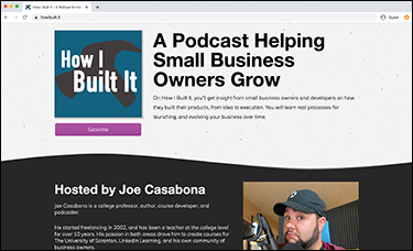 A screenshot of the website with the information on "How I Built It" in the Chrome browser is shown.