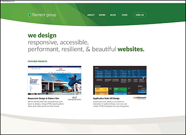 A screenshot shows the last paint of the webpage, filamentgroup.com.