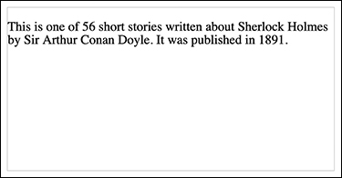 A screenshot shows an aside element added to a paragraph to differentiate it from the rest of the document. A sentence in two lines is displayed within a border of specific height and width. This border represents the full container with space below the displayed text.