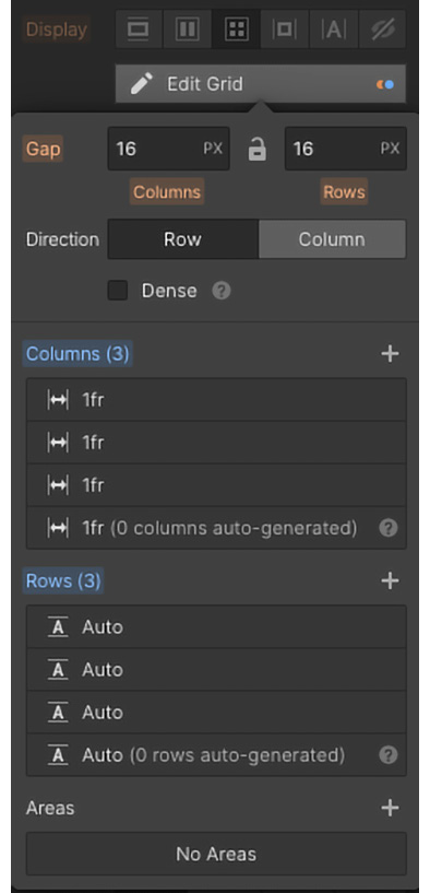 Figure 5.20 – Grid properties panel 