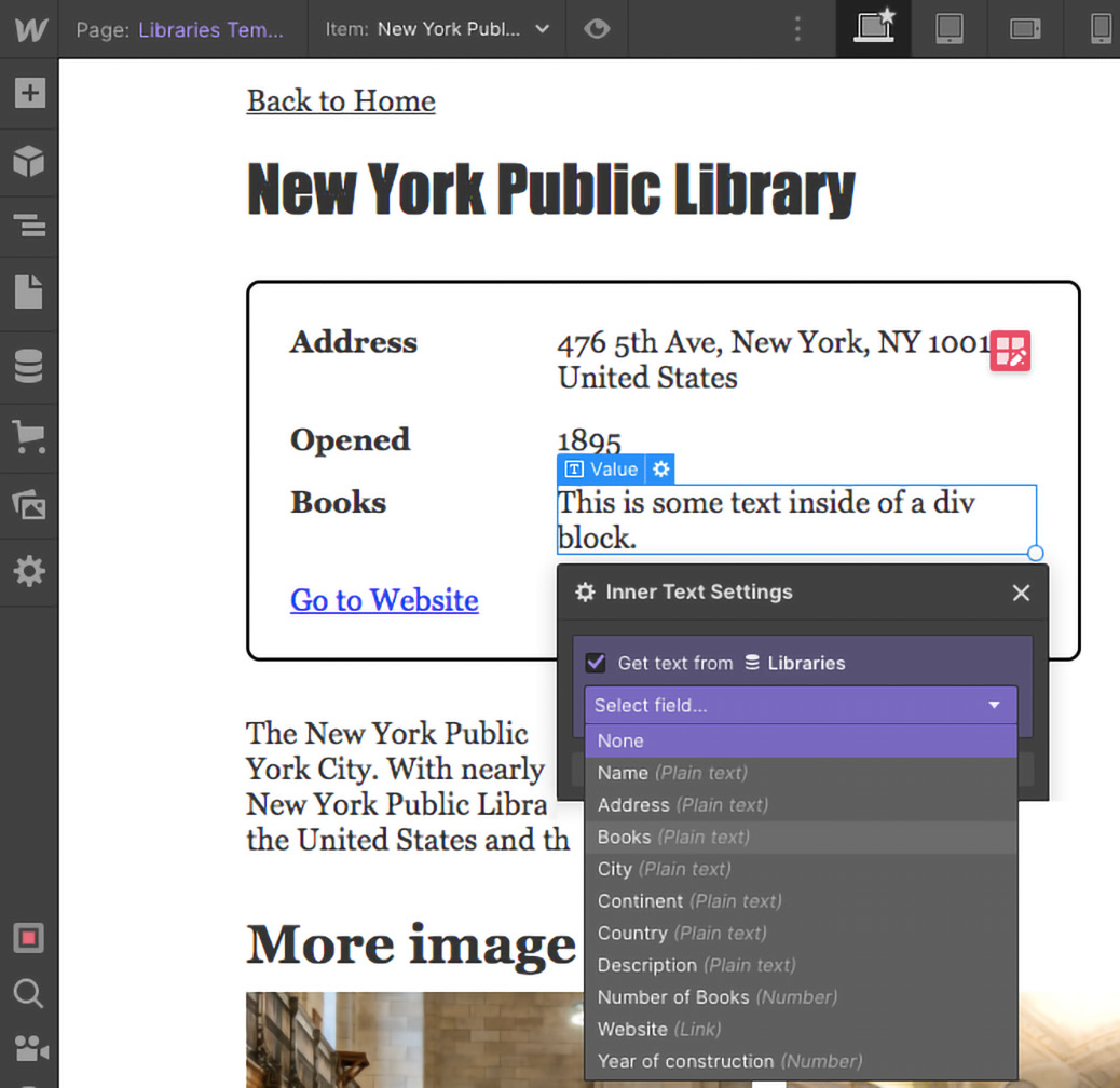 Figure 12.15 – Binding the text block to the new Books field 