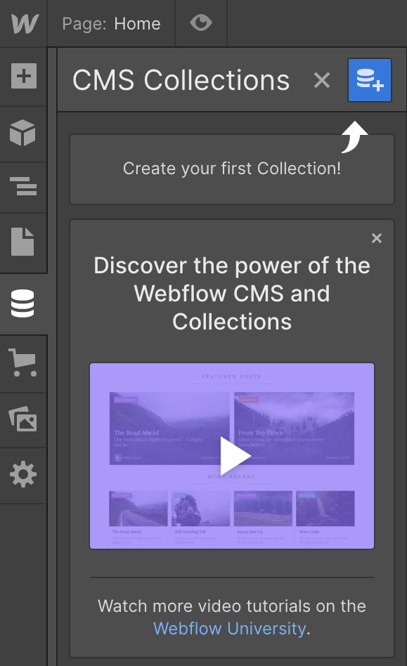 Figure 10.2 – Creating a new CMS Collection from scratch 