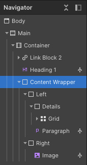 Figure 11.12 – Wrapping the content into a Content Wrapper element 