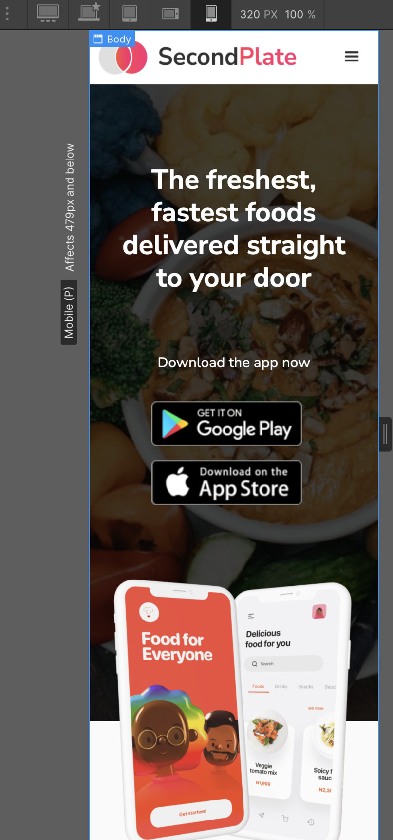 Figure 4.40 – Preview of the Mobile Portrait breakpoint 