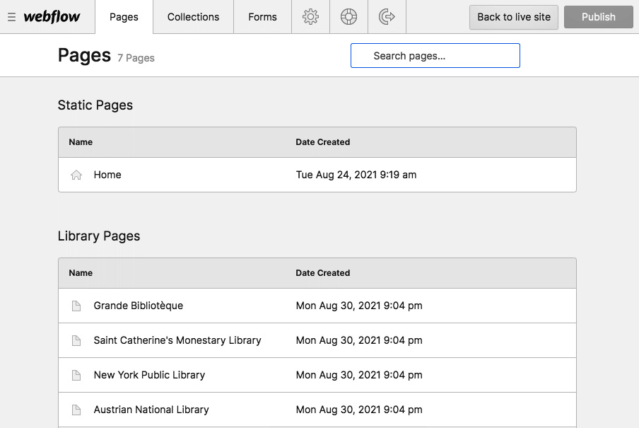Figure 14.3 – The Pages section of the Editor 