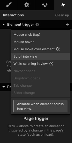 Figure 7.11 – Adding an interaction when the element scrolls into view 