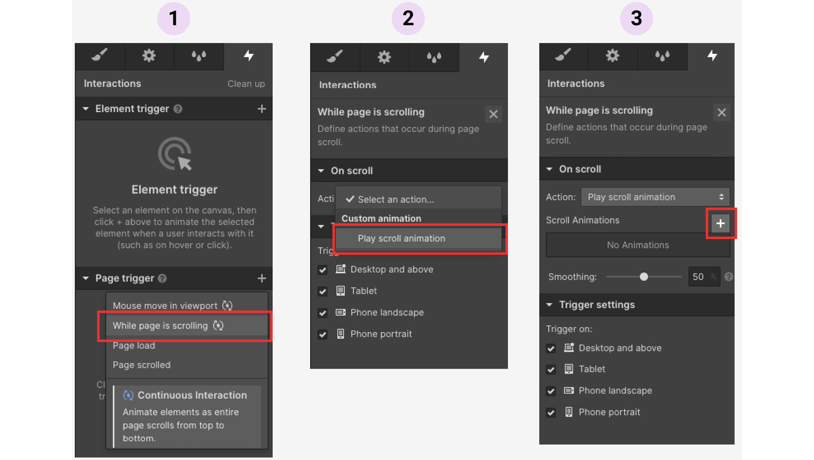Figure 7.13 – Adding a page-level scroll animation 
