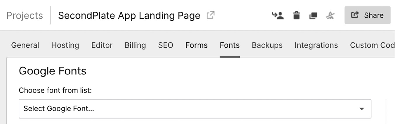 Figure 3.11 – Selecting a Google font 