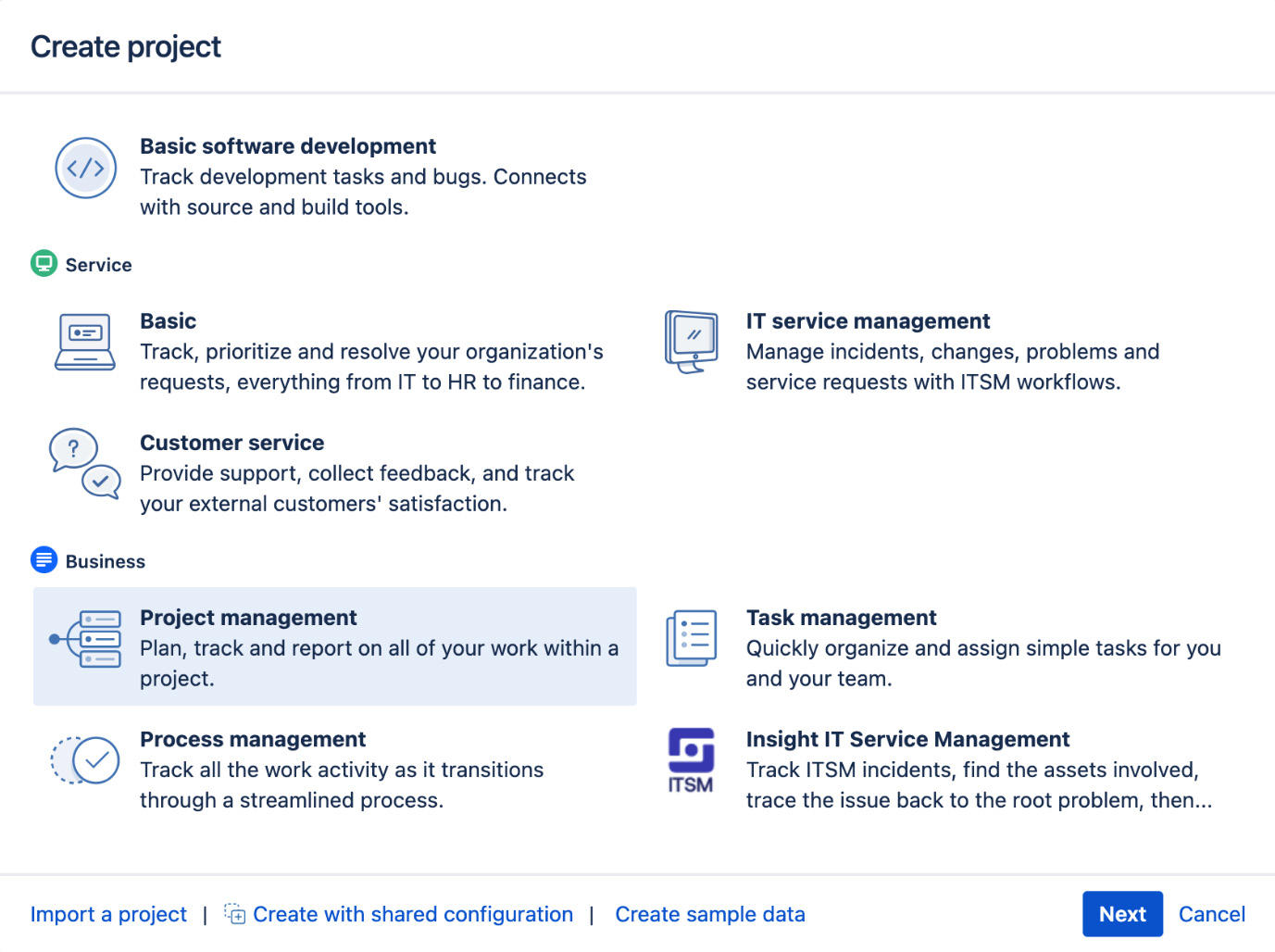 Figure 2.1 – Create project 