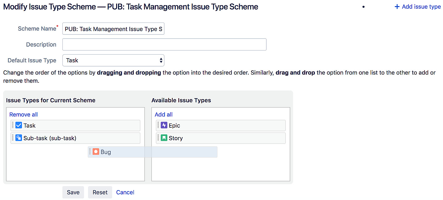 Figure 4.22 – Configure issue type scheme 