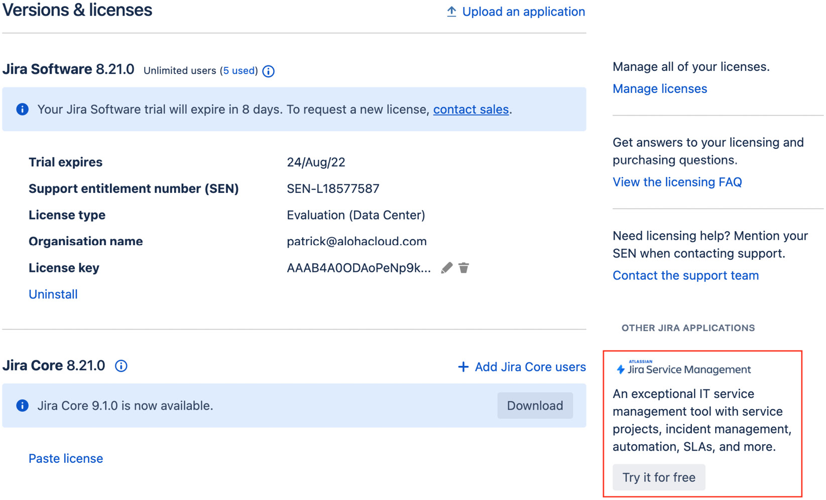 Figure 11.2 – Trying and installing Jira Service Management 