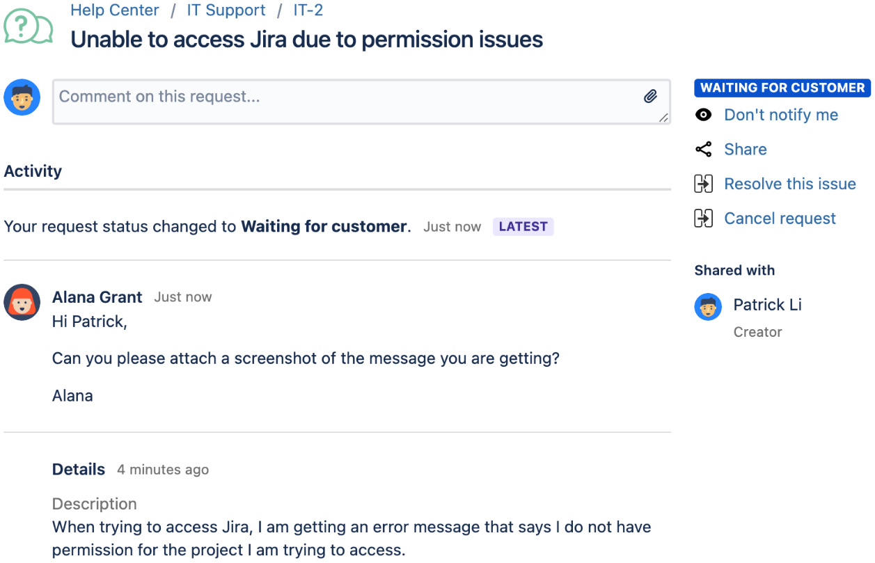 Figure 11.4 – Request view 