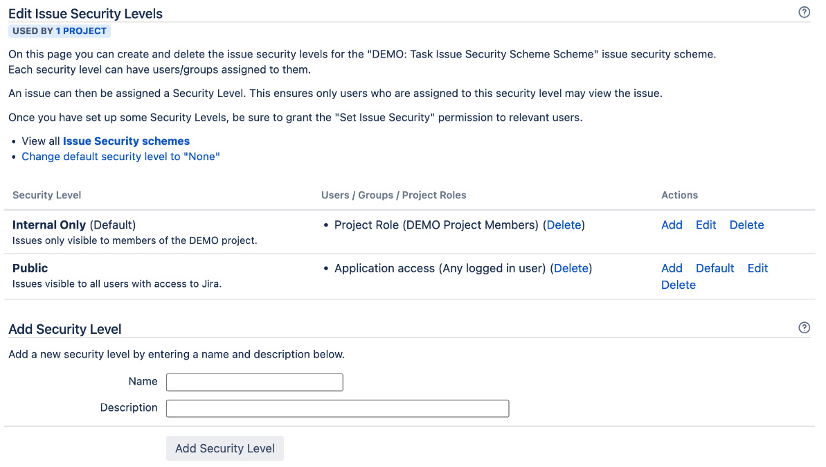Figure 9.19 – Issue security levels 