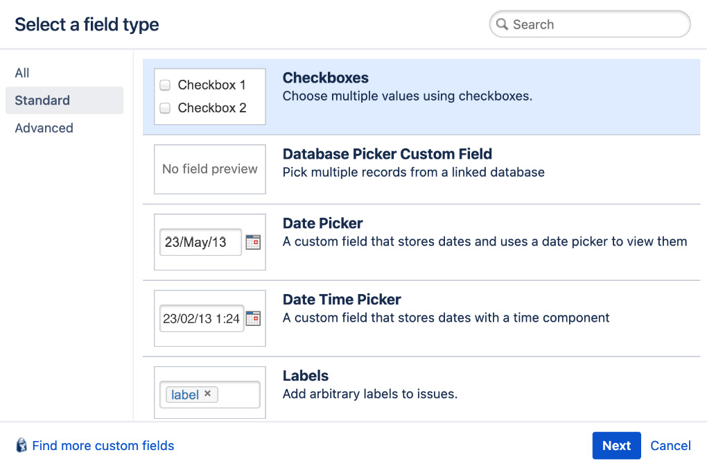 Figure 5.2 – Add custom field step 1 