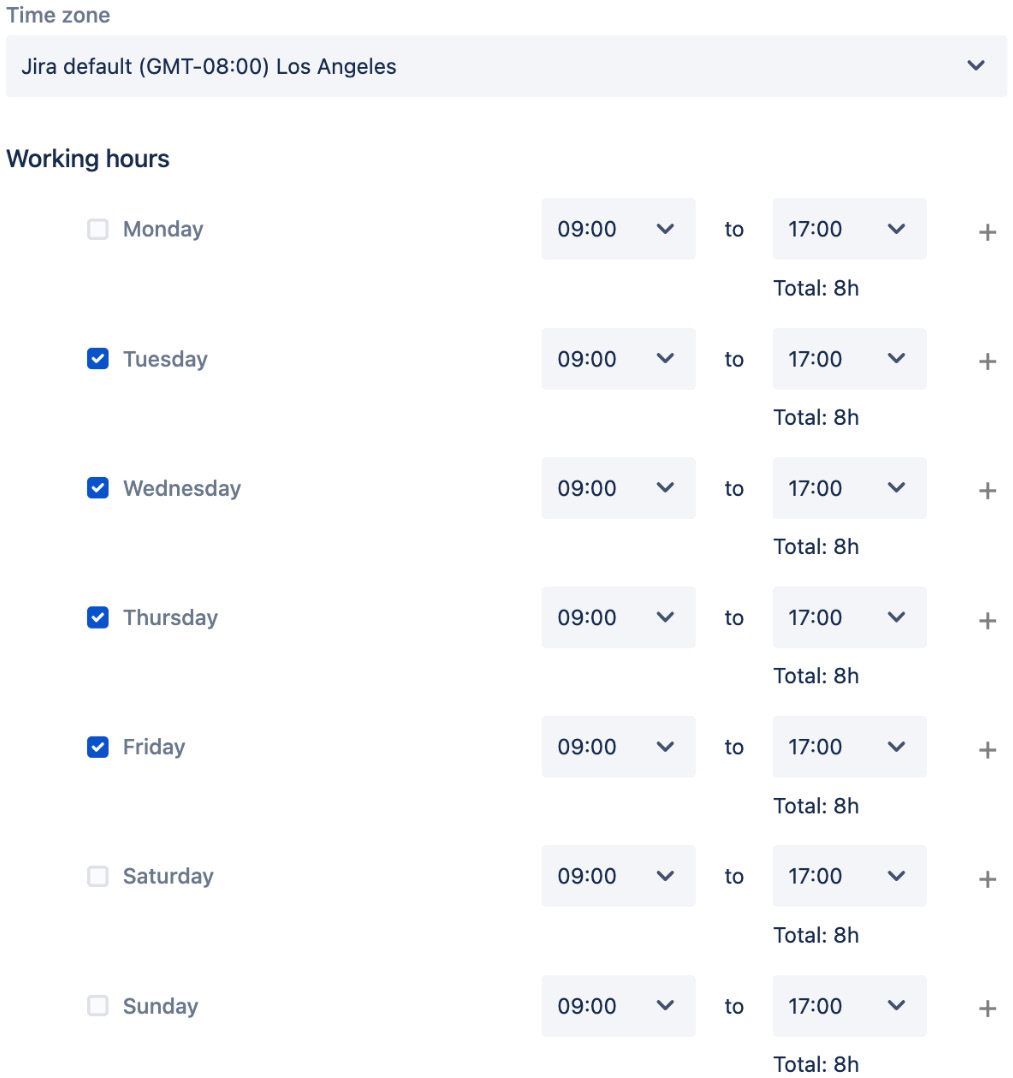 Figure 11.21 – SLA calendar working days 