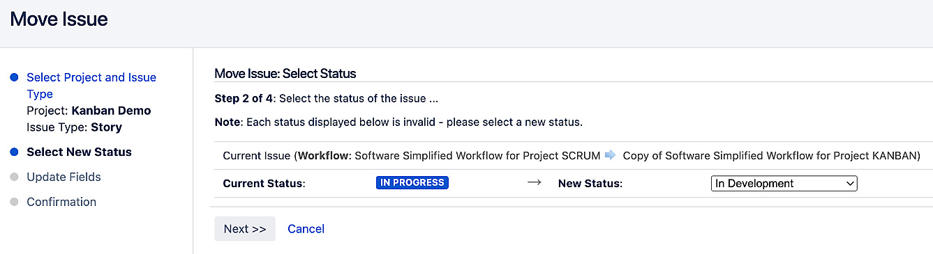 Figure 4.7 – Move Issue step 2 