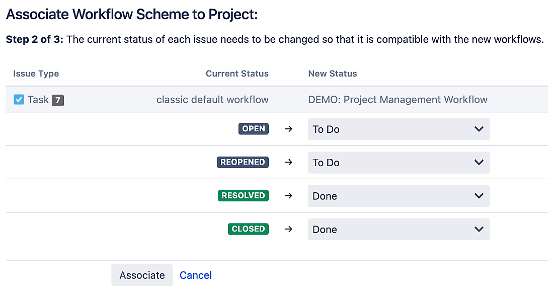 Figure 7.23 – Mapping workflow statuses 