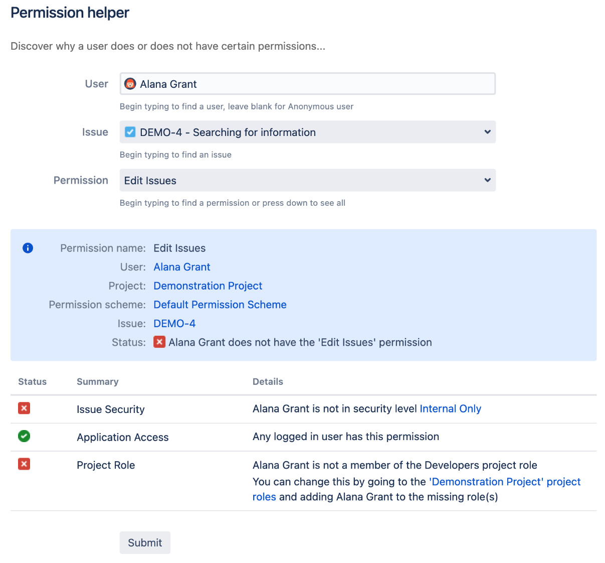 Figure 9.20 – Permission helper page 