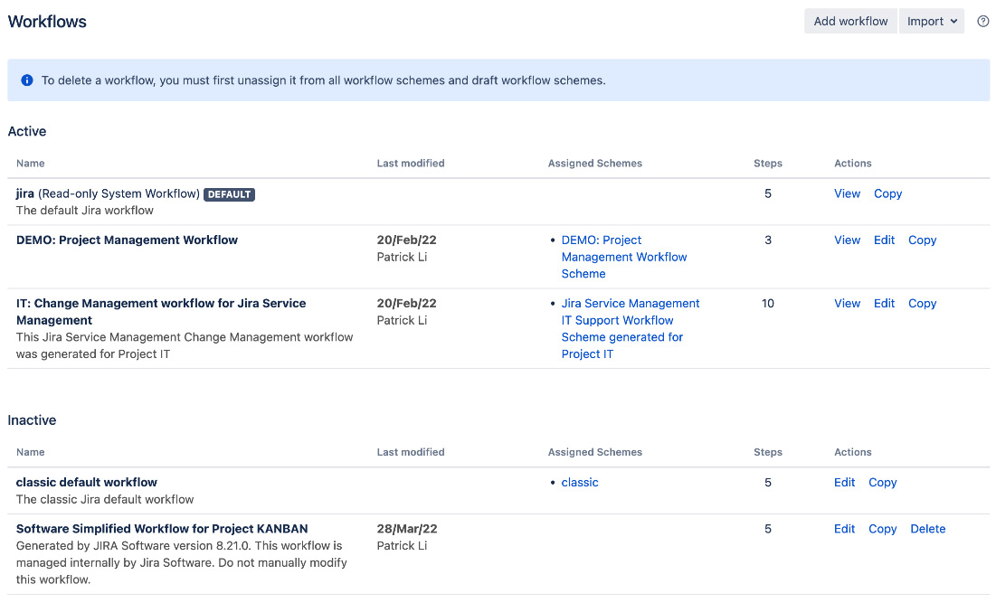 Figure 7.3 – Workflow list page 