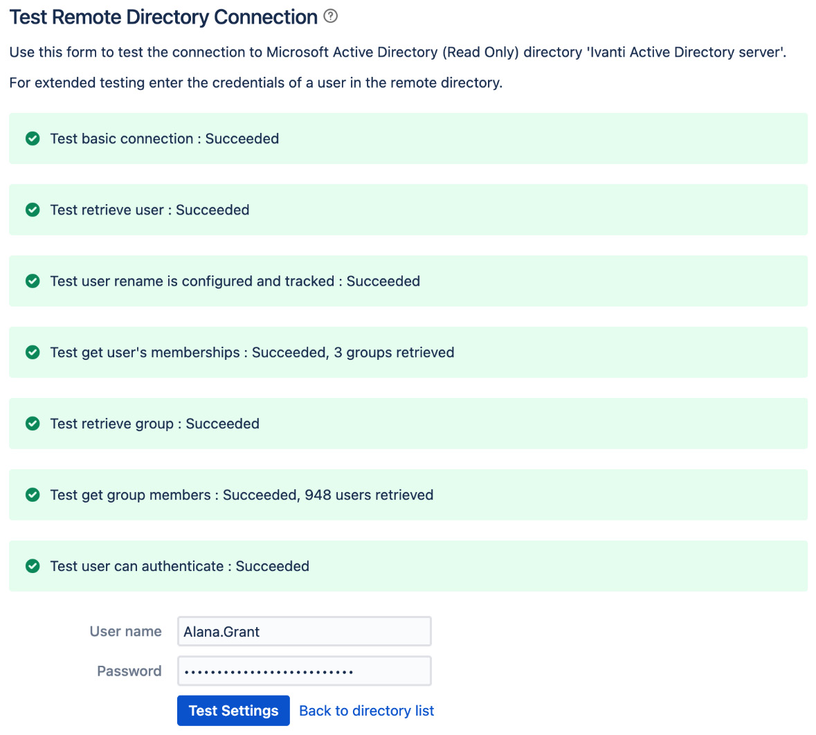Figure 9.12 – Test LDAP user directory 