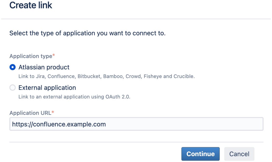 Figure 11.24 – Creating an application link with Confluence 