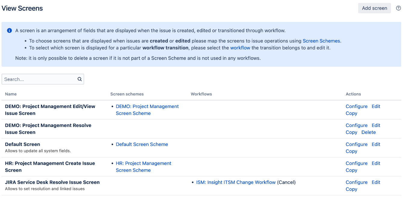 Figure 6.2 – View screens 
