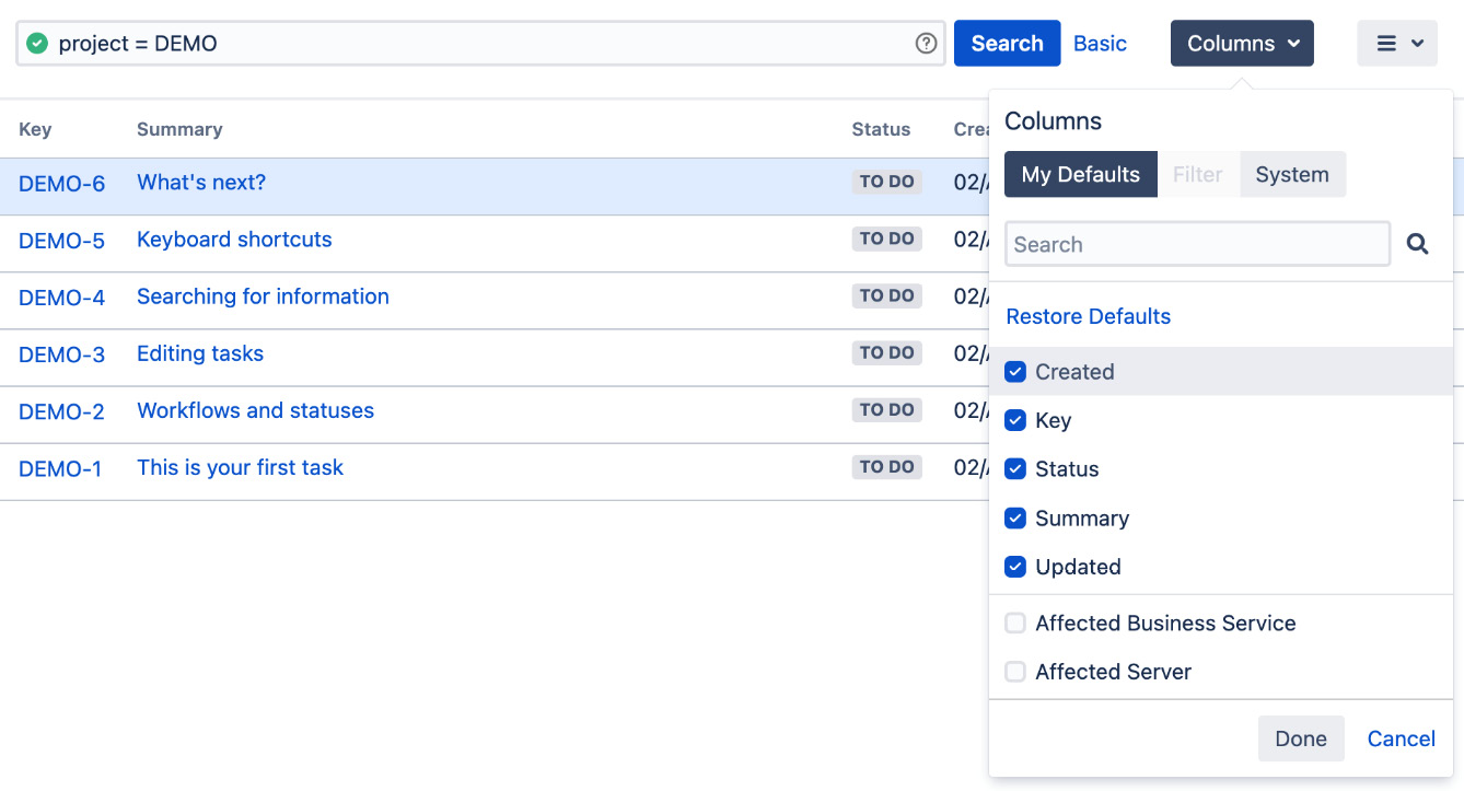 Figure 10.4 – Configuring search columns 