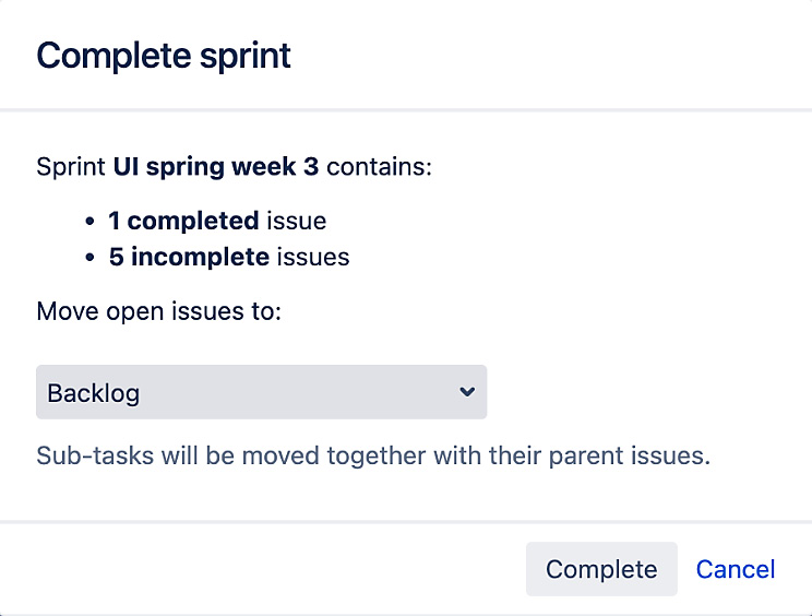 Figure 3.9 – Complete sprint 