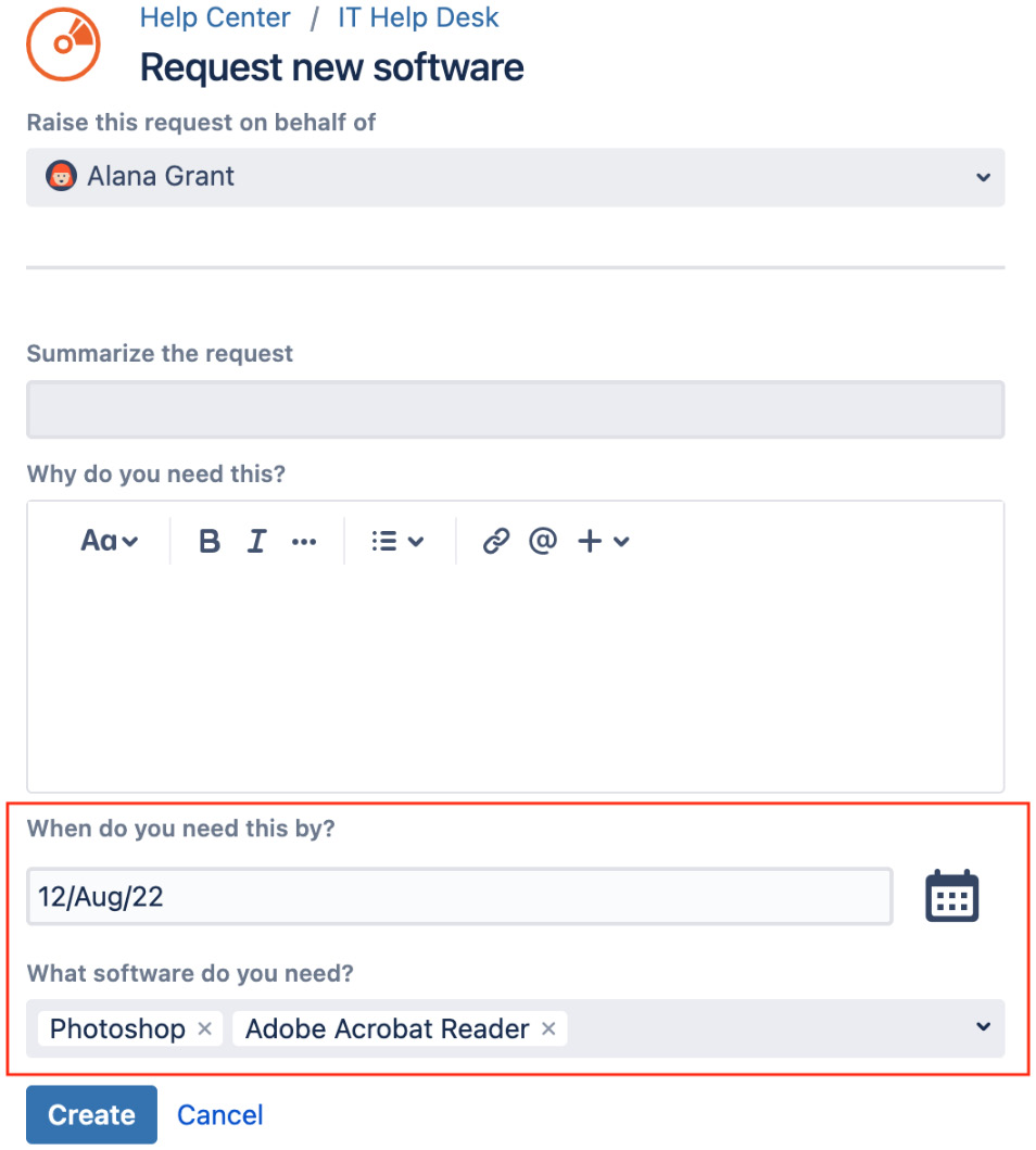 Figure 11.15 – The field displayed in the request form 