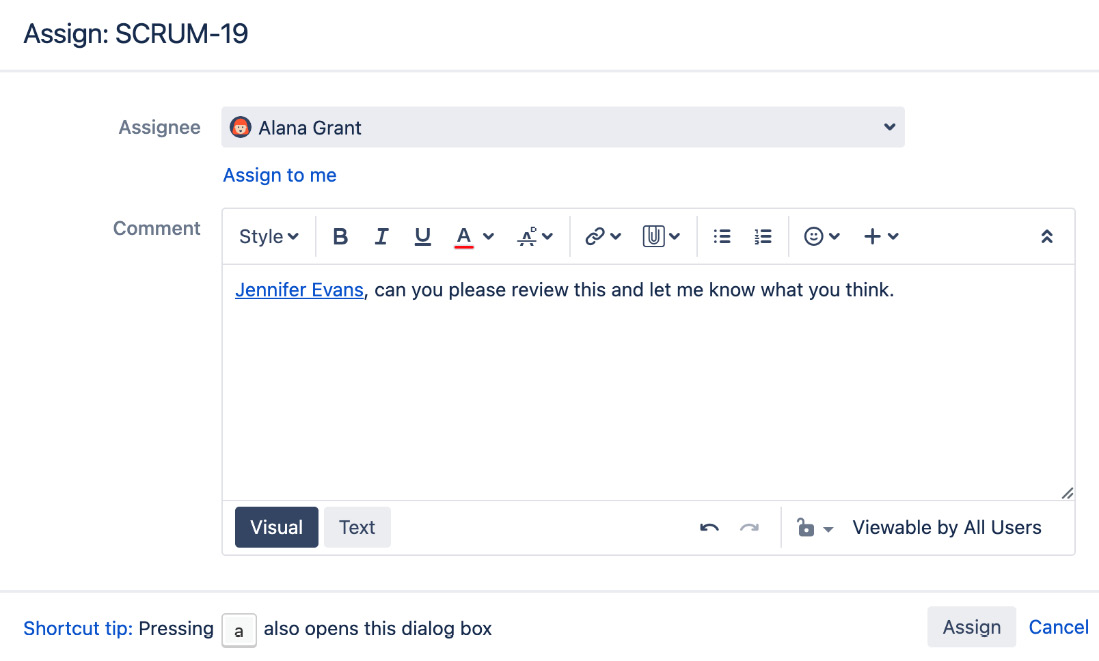 Figure 4.4 – Assign issue 