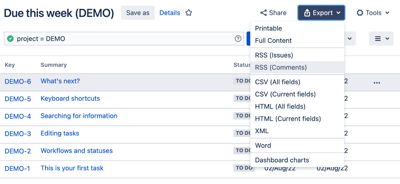 Figure 10.5 – Exporting search results 