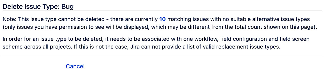 Figure 4.19 – Delete Issue Type 