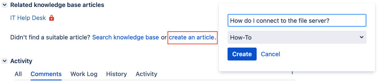 Figure 11.26 – Creating a knowledge base article 